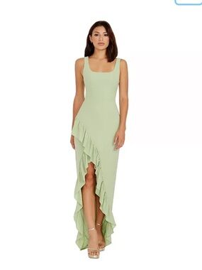 Dress the Population Mint Green Ruffle High-Low Dress Charlene